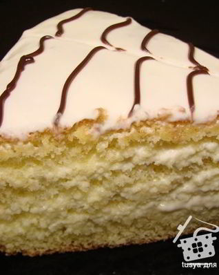 Бисквит на желтках и заварной сметанный крем