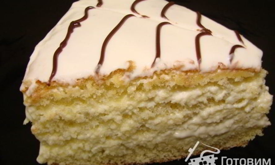 Рецепт бисквита на желтках и заварной сметанный крем