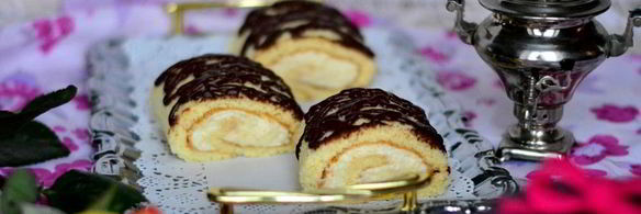 бисквитный рулет с кремом из манки