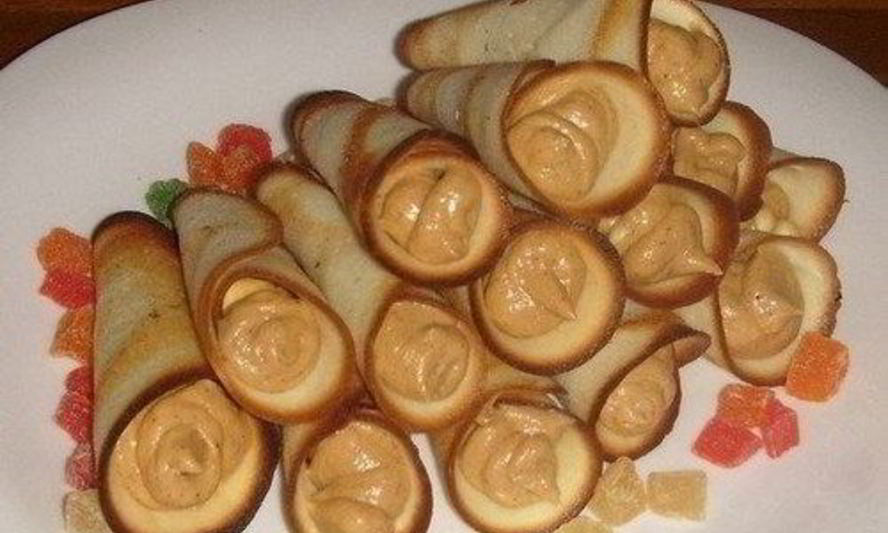 Рецепт хрустящих трубочек с ореховым кремом