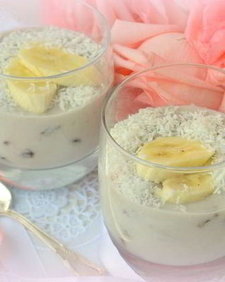 Нежнейший кокосовый крем с бананом и изюмом