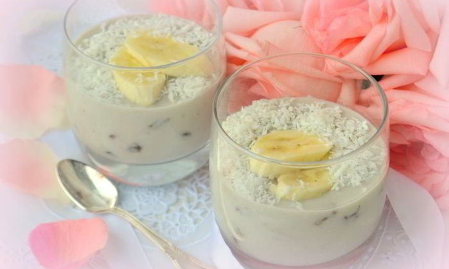 Рецепт нежнейшего кокосового крема с бананом и изюмом