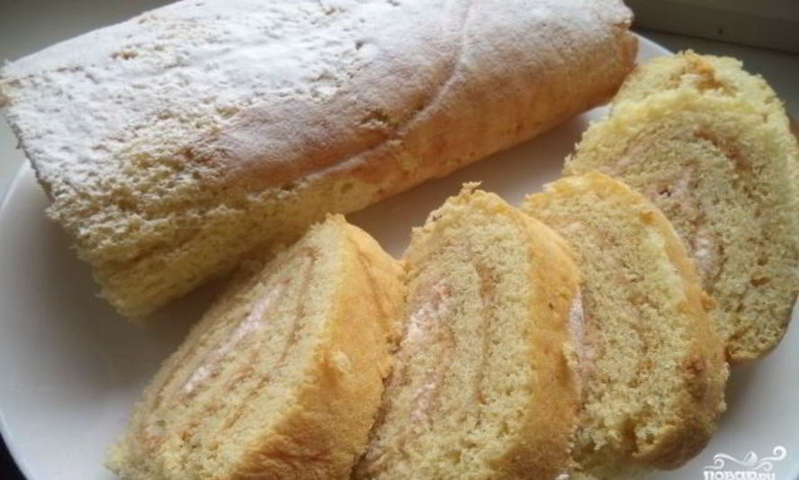 Рецепт рулета бисквитного с кремом