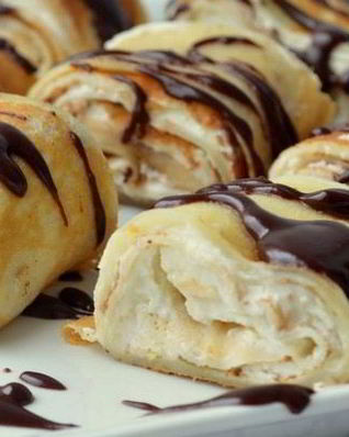 Рулетики из блинов с творожным кремом