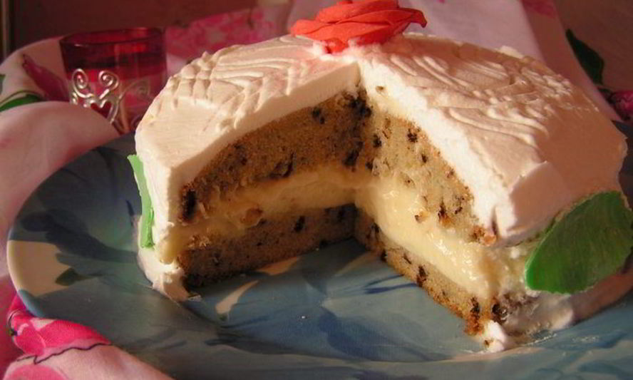 Рецепт тортика с заварным лимонно-сгущенным кремом и сливками