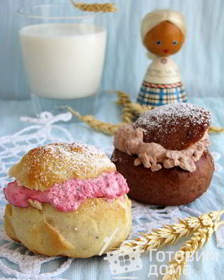 Малиновые и шоколадные пышки