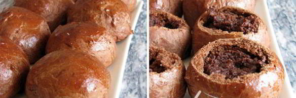 малиновые и шоколадные пышки