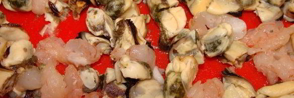 мильфей из баклажанов с морепродуктами