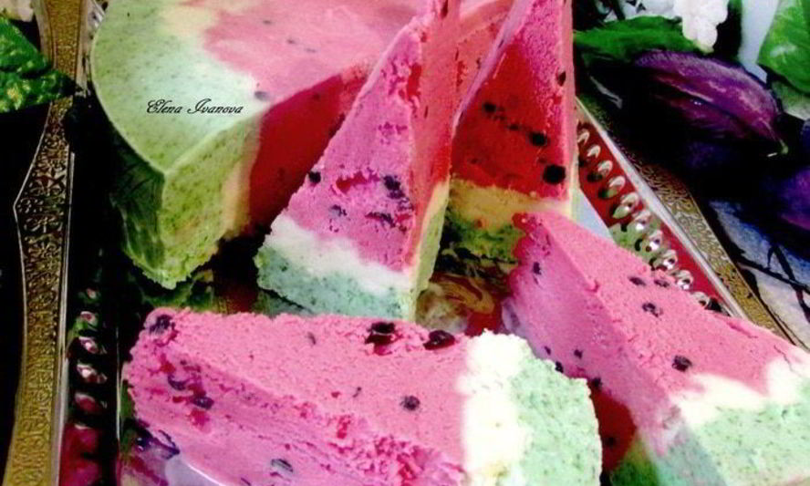 Рецепт торта-мороженого арбуз