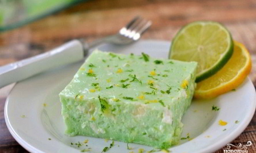 Рецепт творожного десерта с желатином и фруктами