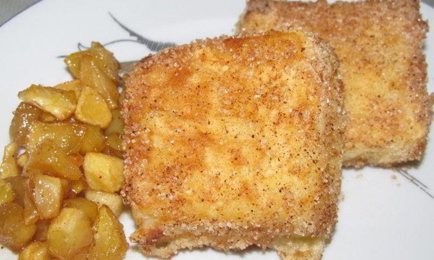 Рецепт жареного молока с карамелизированными яблоками