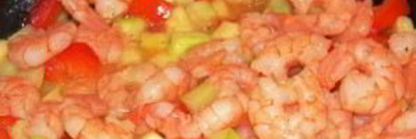 черный рис с креветками