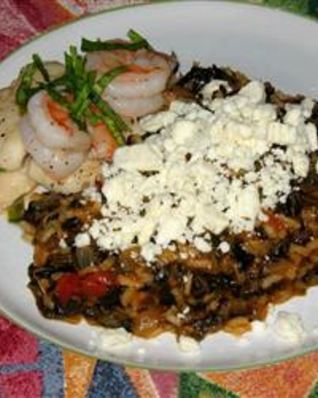 Греческий рис со шпинатом