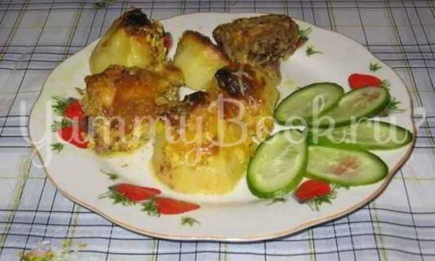 Рецепт картофеля с курицей в духовке