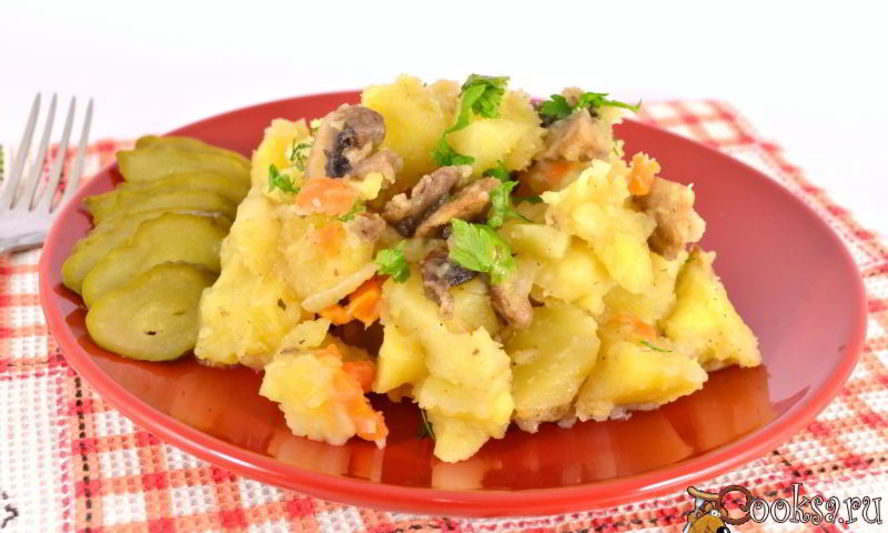 Рецепт картофеля с шампиньонами в мультиварке