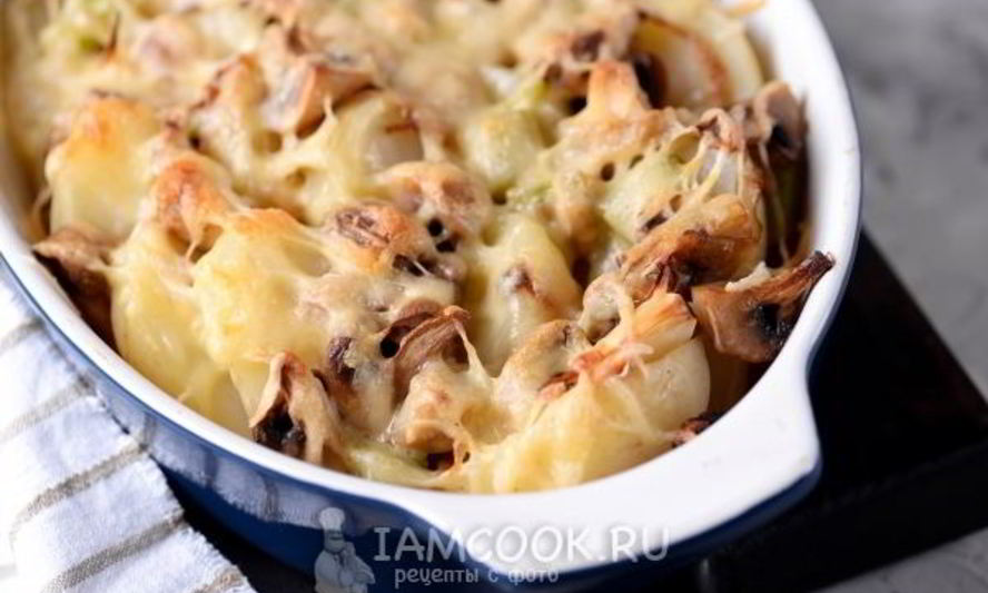 Рецепт картошки с грибами и сыром в духовке