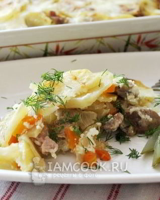 Картошка с мясом слоями в духовке