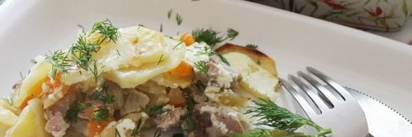 картошка с мясом слоями в духовке