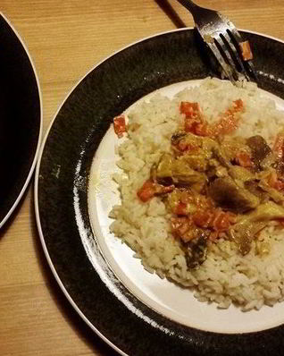 Рис с грибами и сметаной