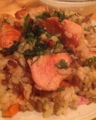 Рис с курицей и чечевицей