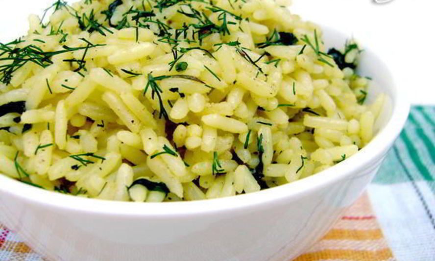 Рецепт риса со шпинатом золотистый