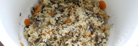 тайский нешлифованный рис с грибами в мультиварке