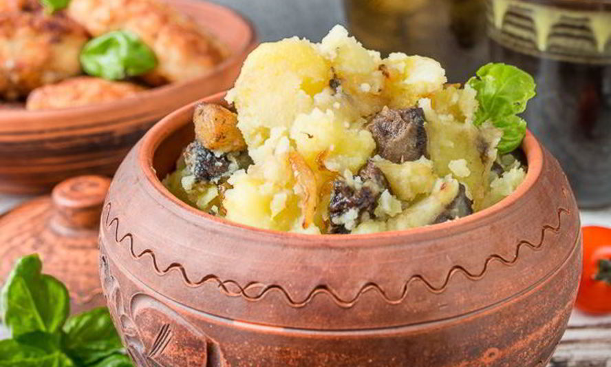 Рецепт толченого картофеля с лесными грибами