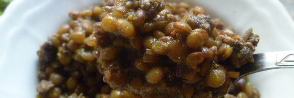 тушеная чечевица с тыквой и мясом