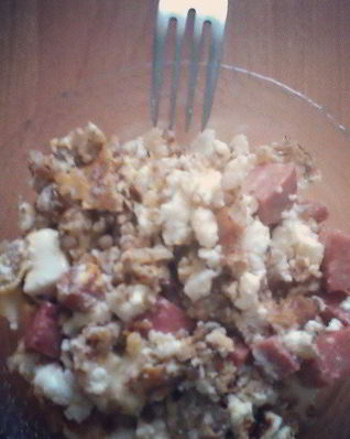 Завтрак по-мужски из жареной гречки с адыгейским сыром