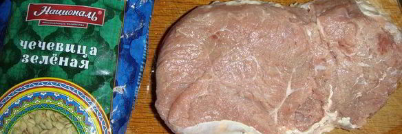 зеленая чечевица с тушеным мясом