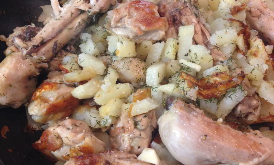Рецепт жареной картошки с курицей