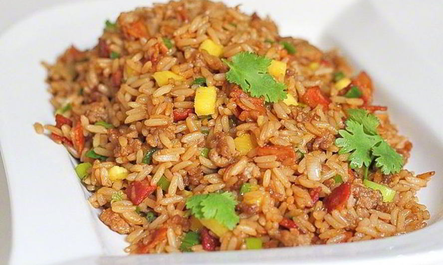 Рецепт жареного риса со свининой