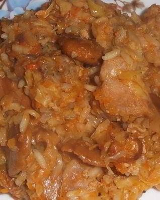 Ленивые голубцы с лисичками и гузками индейки