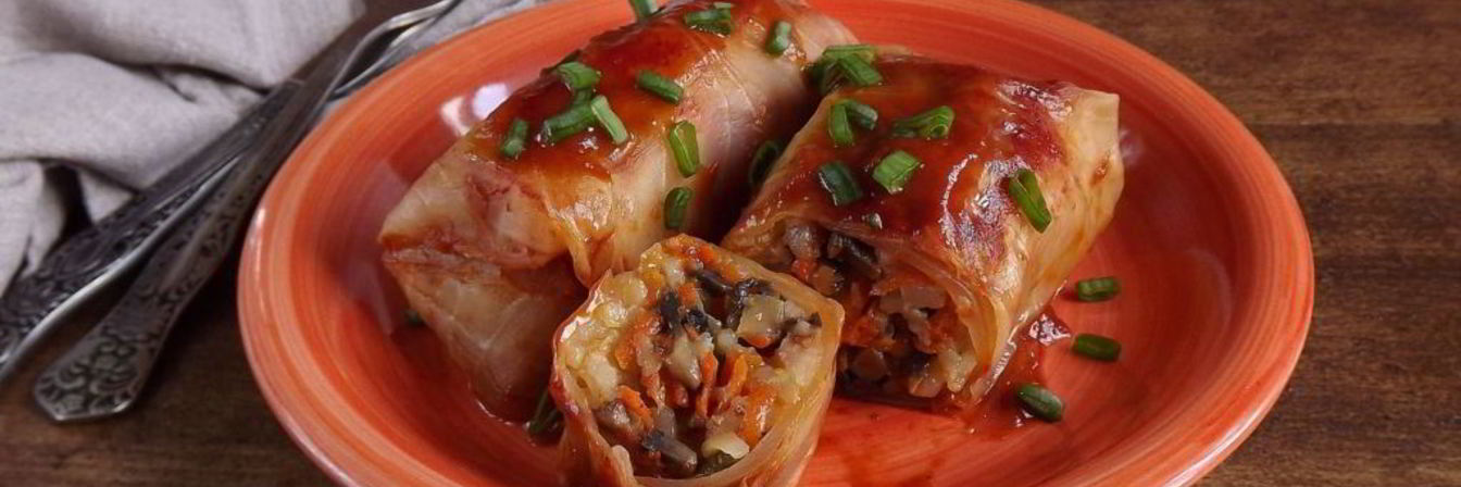 Постные голубцы с грибами