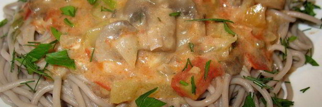 Гречневая лапша с грибами