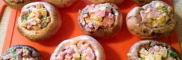 грибы, фаршированные ветчиной и сыром