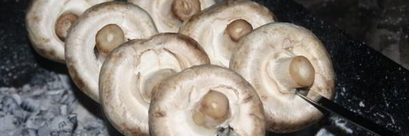 шампиньоны с чесночным ароматом на мангале