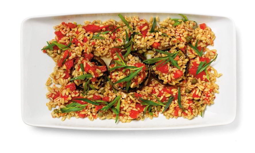 Рецепт шампиньонов с камутом, помидорами и эстрагоном