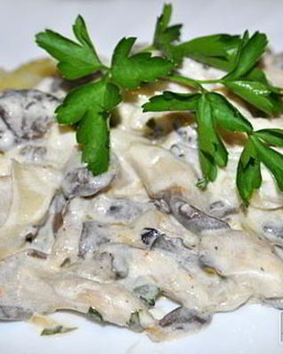 Вешенки, тушенные в сметане