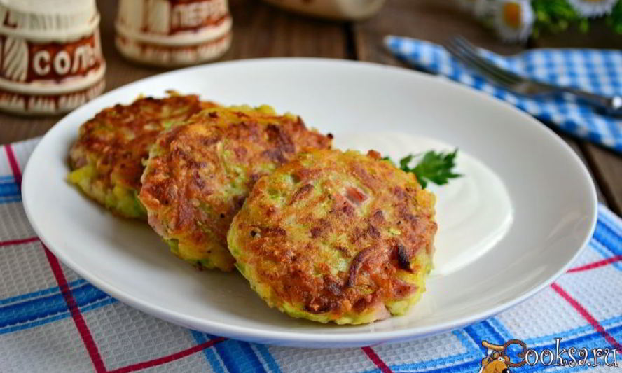 Рецепт котлет из кабачков и картофеля с овсянкой и колбасой