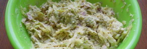 котлеты из кабачков и картофеля с овсянкой и колбасой