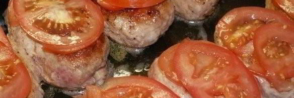 котлеты под шубой запеченные помидоры с фаршем в духовке