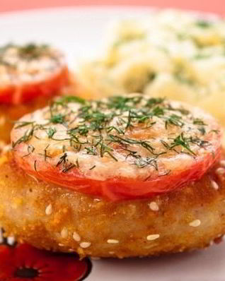 Котлеты с сыром и помидорами