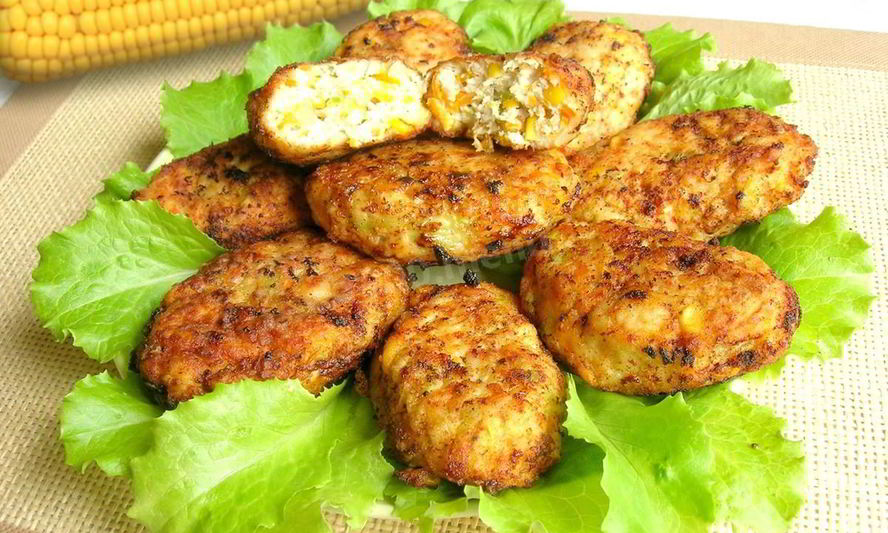 Рецепт куриных котлет с кукурузой по-гавайски