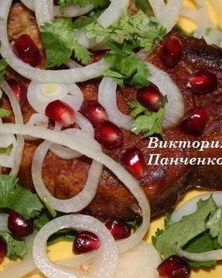 Натуральная свиная котлета в гранатовом маринаде в мультиварке