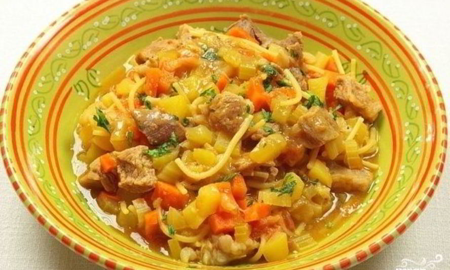 Рецепт лапши с говядиной и овощами