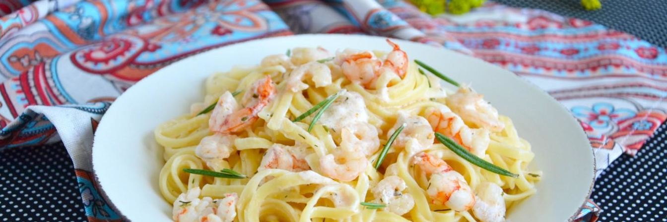 Лапша с креветками