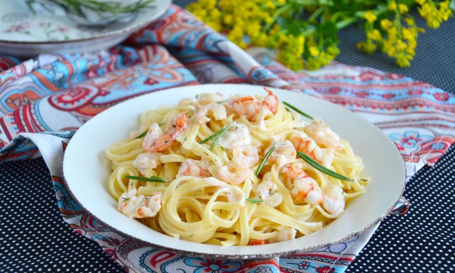 Рецепт лапши с креветками
