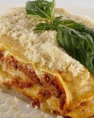 Лазанья с шампиньонами и ветчиной