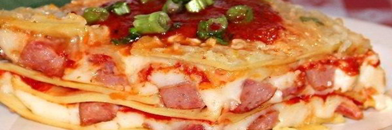 Лазанья с сосиской